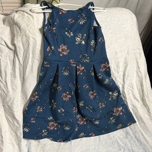 Girls' Navy Blue Floral Halter Dress